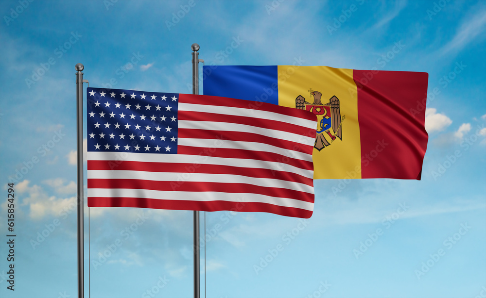 Moldova and USA flag Moldova and USA flag