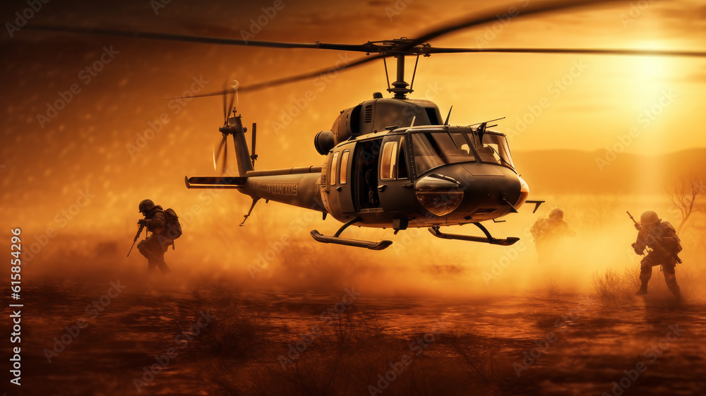 military helicopter transports soldiers. military helicopter transports soldiers.