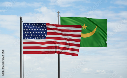 Mauritania and USA flag