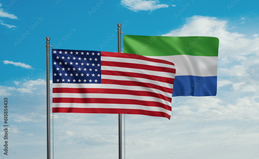 Sierra Leone and USA flag Sierra Leone and USA flag