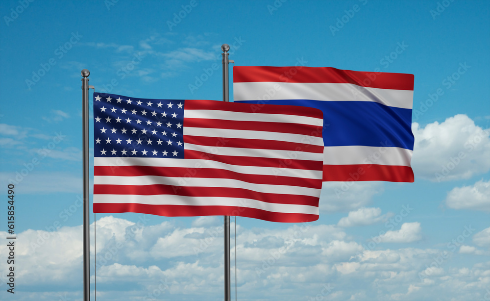 Thailand and USA flag