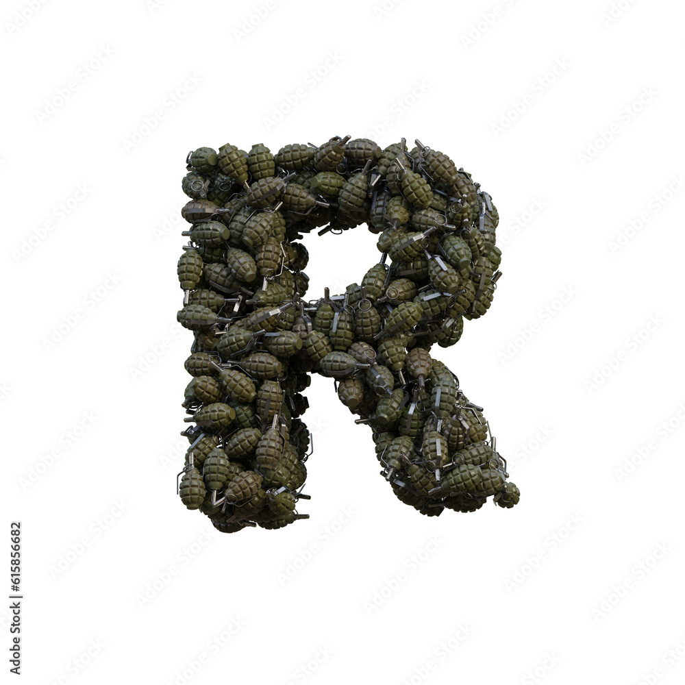 Army Granades 3D Alphabet or PNG Letters Army Granades 3D Alphabet or PNG Letters