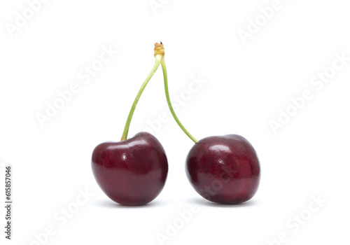 Cherry isolated. Cherries on white background. Sour cherry on white.