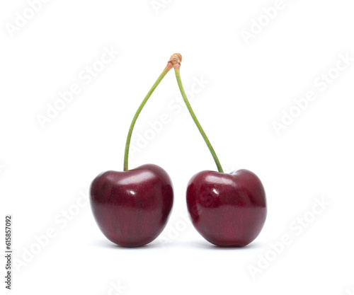 Cherry isolated. Cherries on white background. Sour cherry on white.