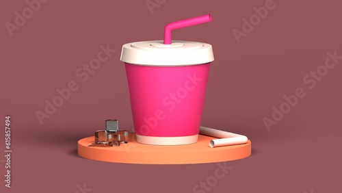 3d rendering of cup drink illustration isolated on magenta background