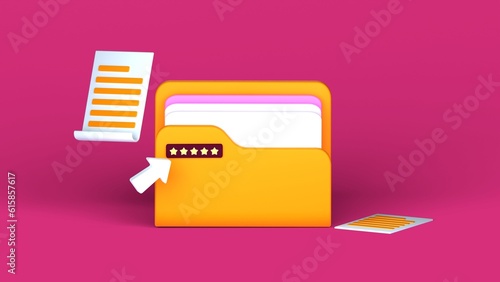 3d rendering of folder illustration isolated on pink background