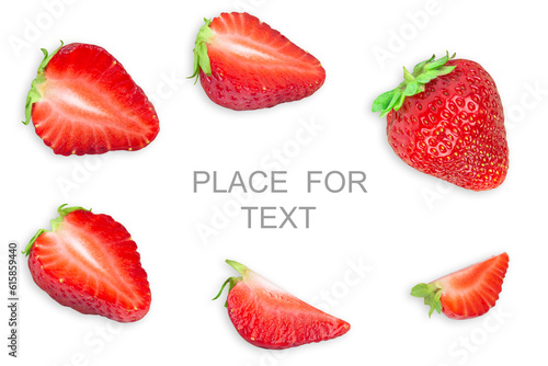 Fototapeta Naklejka Na Ścianę i Meble -  Creative strawberry mockup isolated on white background. Food concept. copy space
