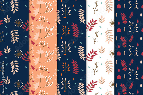 Beautiful autumn pattern decoration on dark, orange, and white backgrounds. Endless leaf pattern design for book covers, wallpapers, and wrapping papers. Seamless nature pattern background for fabric.