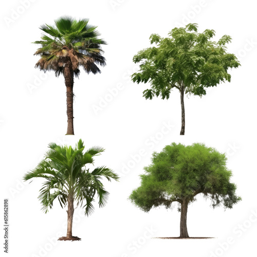 set of trees isolated on transparent background cutout © Papugrat