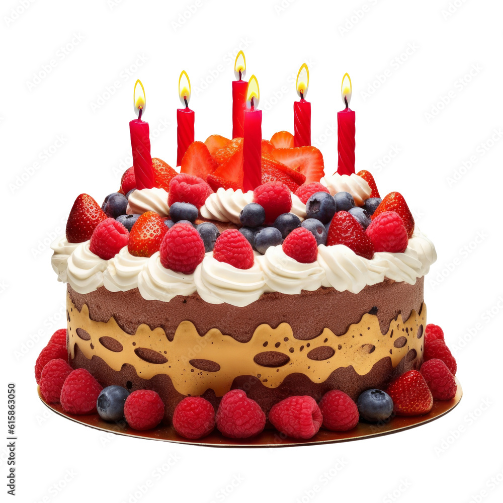 birthday cake with candle isolated on transparent background cutout ...