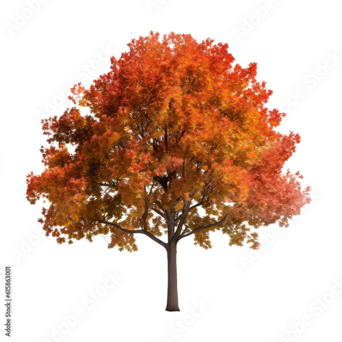 autumn maple tree isolated on transparent background cutout