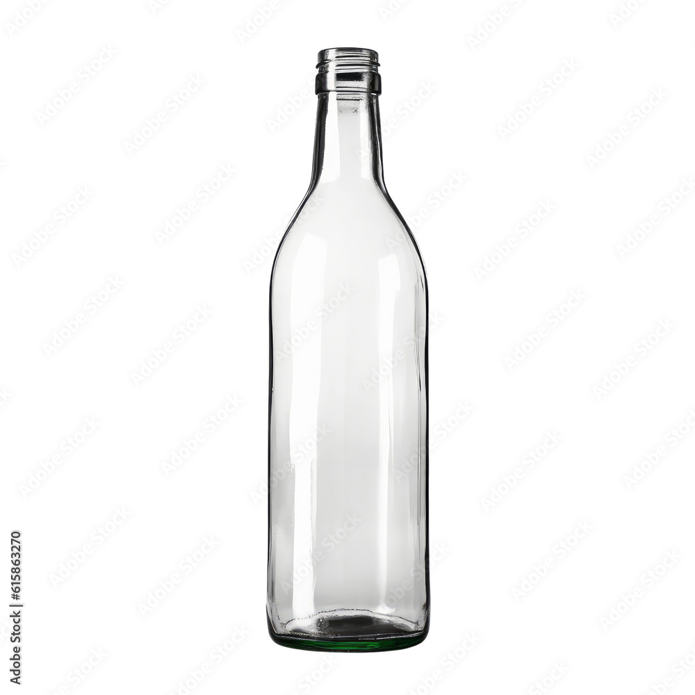 empty wine bottle isolated on transparent background cutout