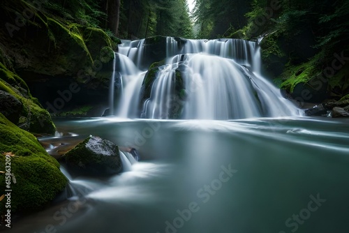 waterfall in the forest  generated by AI technology