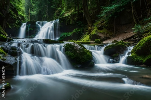 waterfall in the forest  generated by AI technology © soman