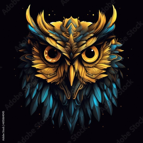 Illustration Owl black background © idealeksis