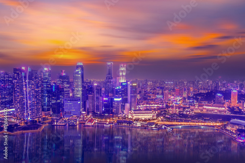 Singapore city skyline at twilight, View of Marina Bay  © CK