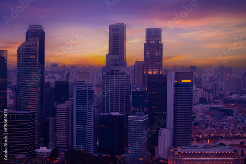 Singapore city skyline at twilight  View of Marina Bay 