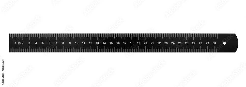 Black metal ruler isolated on white background, including clipping path Black metal ruler isolated on white background, including clipping path