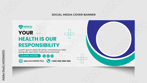 Healthcare medical facebook cover post template or social media cover banner template design.