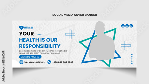 Healthcare medical facebook cover post template or social media cover banner template design.