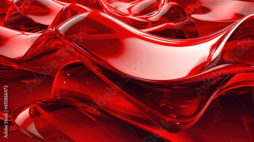 Crimson Symphony: A Luxurious Redglass Curvature. Generative AI