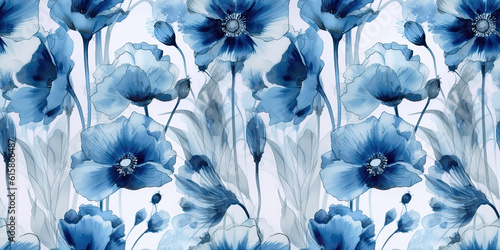 Fototapeta Naklejka Na Ścianę i Meble -  beautiful watercolor flower tiles. Ready for 4-way tiling. Generative AI 