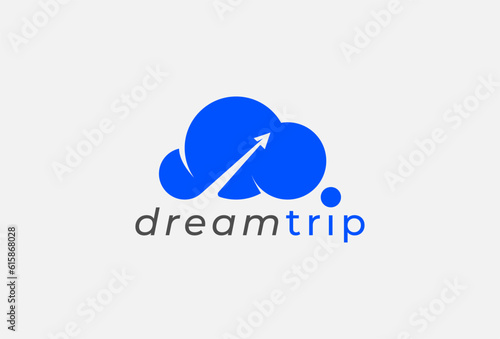 Traveling logo, plane and dream bubble icon combination, usable for aviation business and company logos