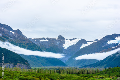 Byron Glacier is located in Girdwood, Alaska on the Kenia Peninsula, sitting adjacent to Portage Lake and Portage Glacier.