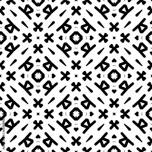 Background with abstract shapes. Black and white texture. Monochrome repeating pattern for decor, fabric, cloth.