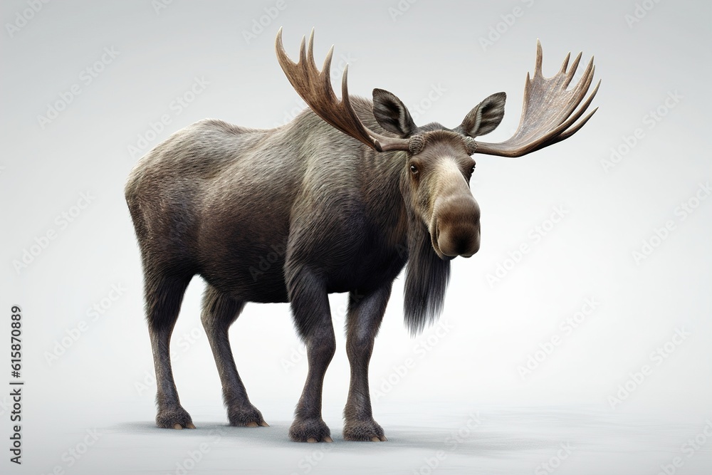 Fototapeta premium Moose close-up on a gray background. generated by AI.