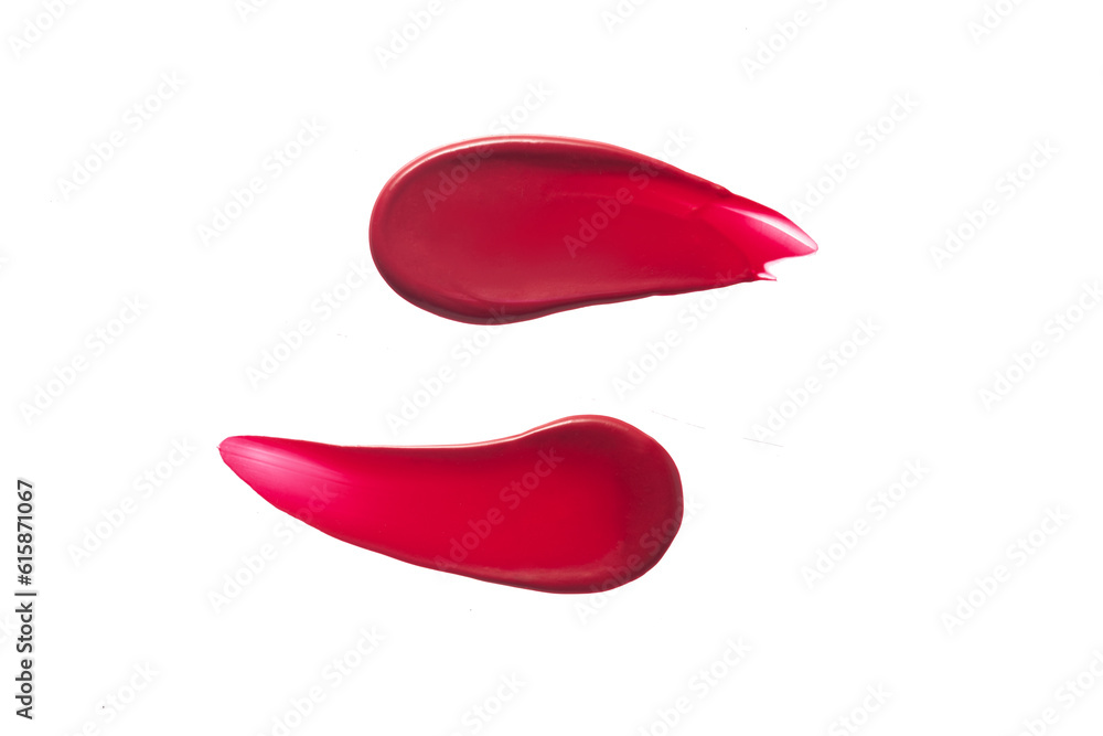 Red lipstick swatches isolated on white background Red lipstick swatches isolated on white background