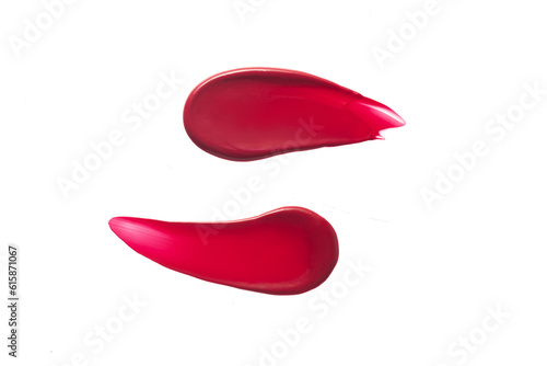 Red lipstick swatches isolated on white background