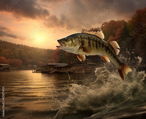 Largemouth Bass in the Fall created with Generative AI Technology  ai  generative