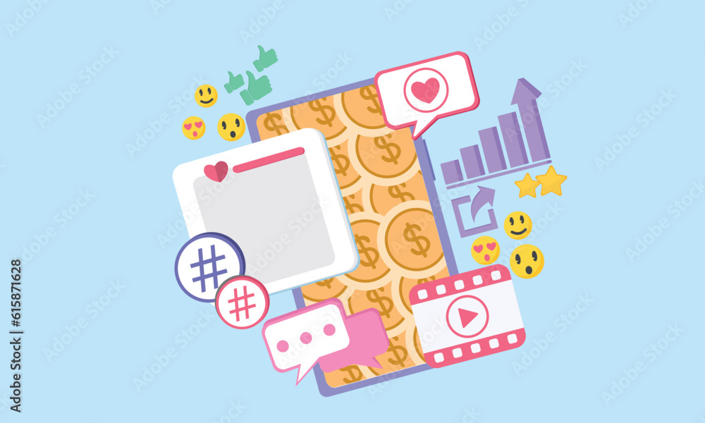 Video live streaming and bell alert notification on mobile phone. Social media online playing video for make money passive income concept. Video live streaming and bell alert notification on mobile phone. Social media online playing video for make money passive income concept.