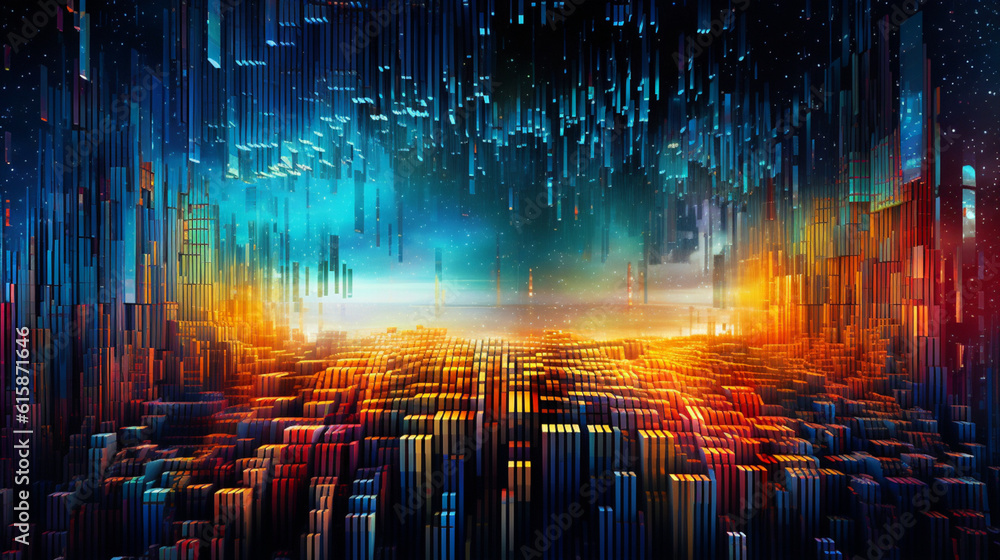 Obraz premium Exploring the Virtual Aether: An Artistic Future of Data Transfer. Generative AI,