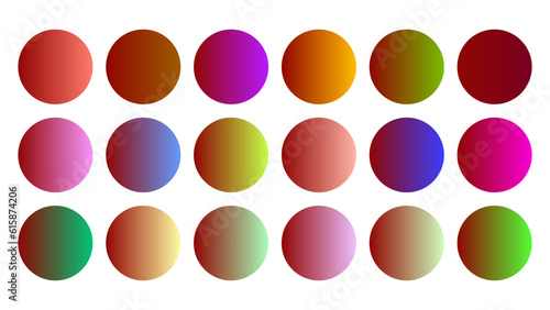 Colorful Ruby Color Shade Linear Gradient Palette Swatches Web Kit Circles Template Set