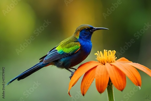 bee eater perched on flower generated AI