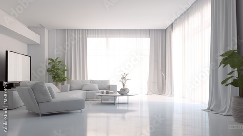 Large luxury modern bright interiors Living room. © visoot