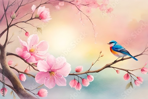 bird on a branch painting generated AI