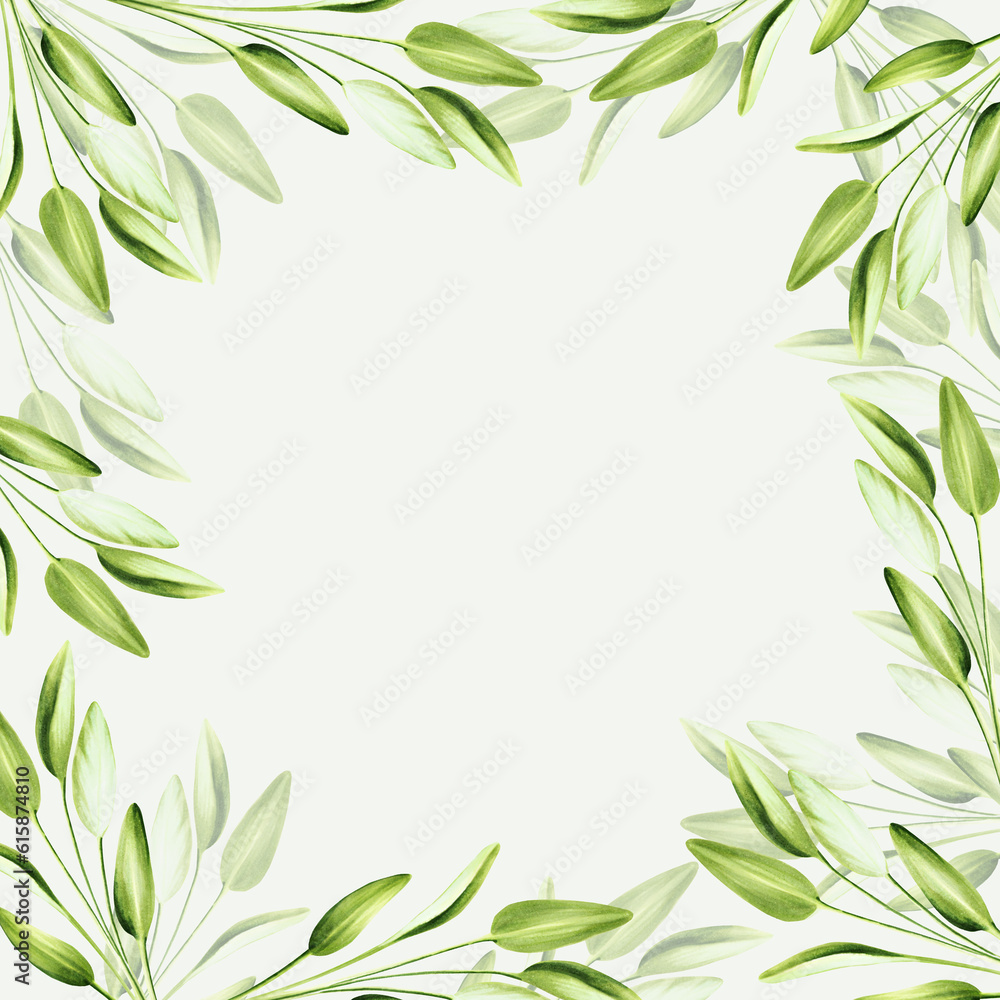 Watercolor frame with fresh sage isolated on background. Detail of beauty products and botany set, cosmetology and medicine. For designers, spa decoration, postcards, wrapping paper, scrapbooking Watercolor frame with fresh sage isolated on background. Detail of beauty products and botany set, cosmetology and medicine. For designers, spa decoration, postcards, wrapping paper, scrapbooking