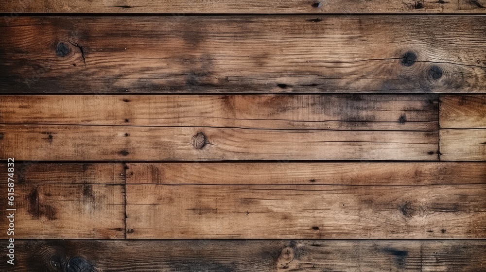 Naklejka premium Old brown rustic dark grunge wooden texture, Wood background banner.