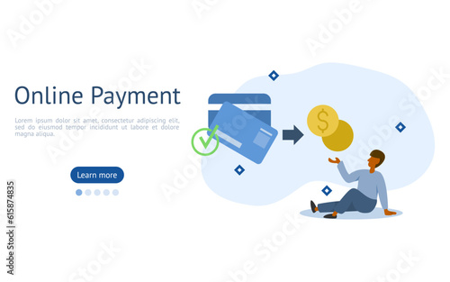 no cash payment illustration set. characters use via credit card or visa instead of using cash for shopping. contactless payment concept. vector illustration.