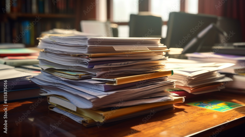 Piles of old books on a table in blur background Piles of old books on a table in blur background