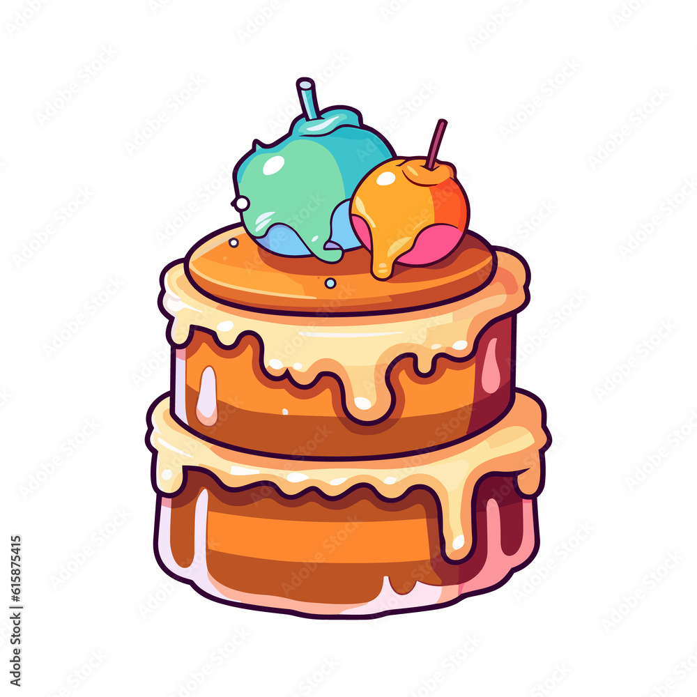 009. caramel apple spice cake sticker cool colors and kawaii. clipart illustration 009. caramel apple spice cake sticker cool colors and kawaii. clipart illustration