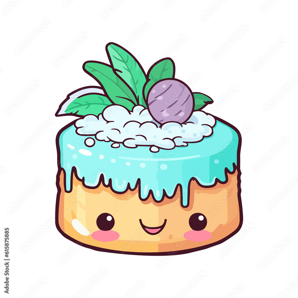 015. coconut cream cake sticker cool colors and kawaii. clipart illustration 015. coconut cream cake sticker cool colors and kawaii. clipart illustration