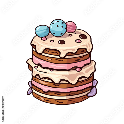 018. cookies and cream cake sticker cool colors and kawaii. clipart illustration
