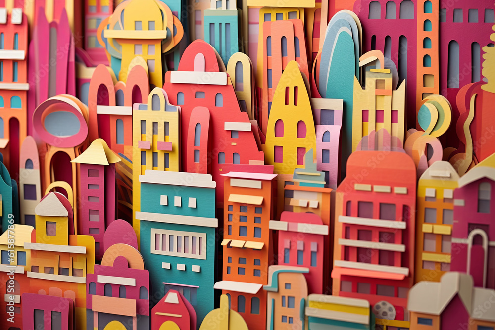 creative urban city landscape made from paper cut out