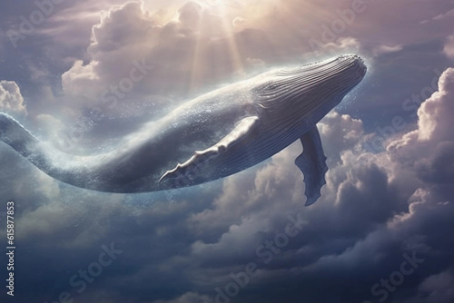 a whale swims through the sky, Generative AI