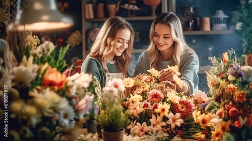 a group of young women attending to a flower arrangement workshop