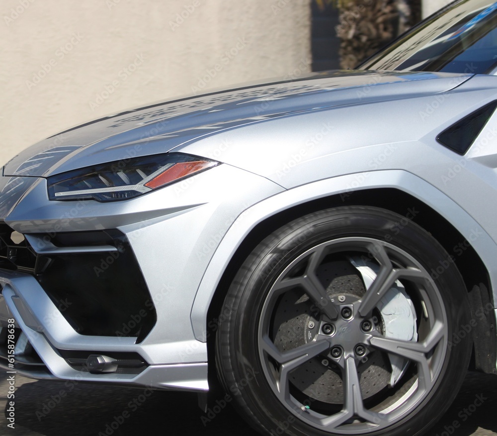 Silver SUV car closeup